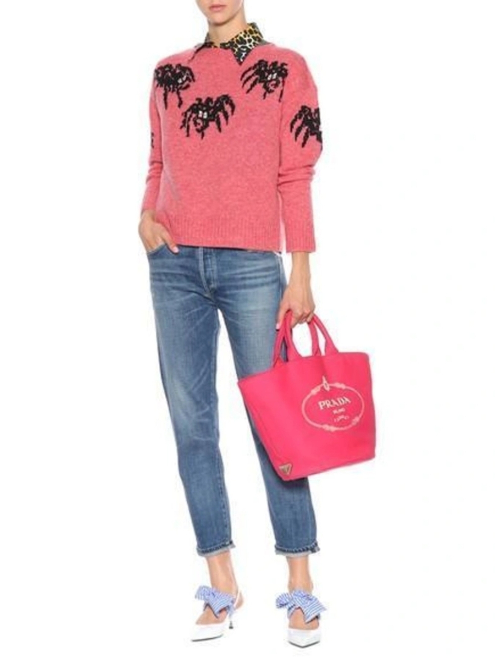 Prada Orchid Intarsia Cashmere & Wool Sweater